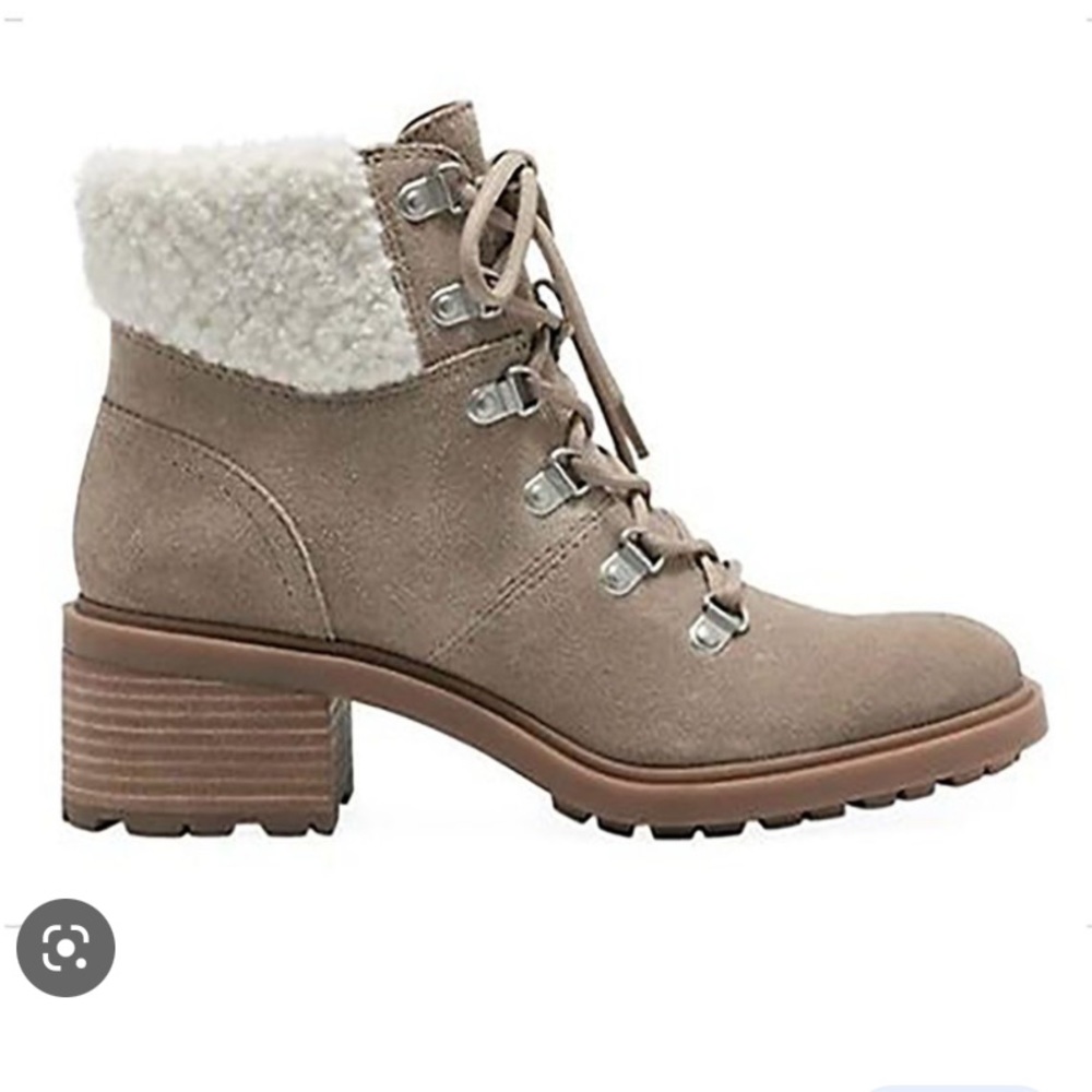 Lucky Brand Demia Dune Heeled Suede Hiking Combat Boot